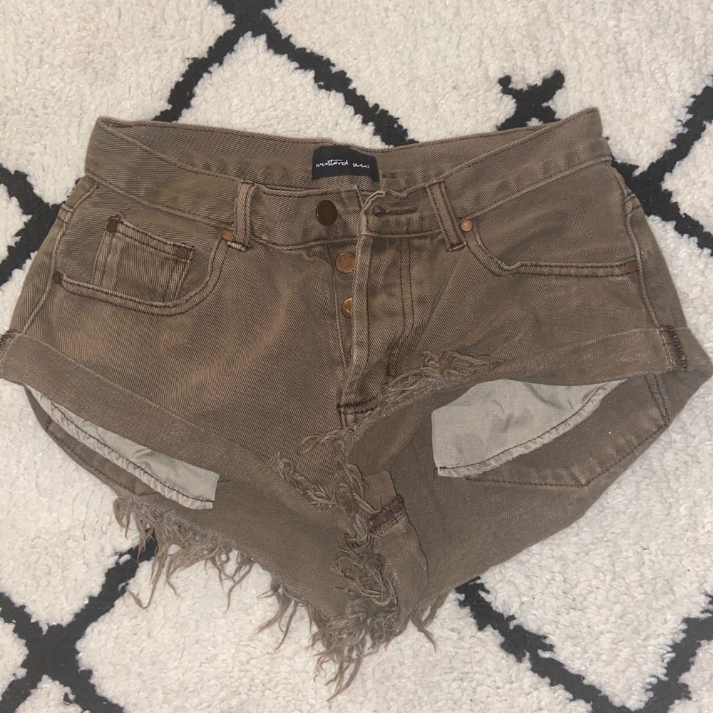 mustard seed army green shorts